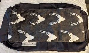Minky Couture Baby Blanket Gray Deer Mini Security Lovely 20”x12” - Picture 1 of 6