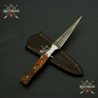 Custom Hang Forged Damascus Steel Hunting Dagger Knife Fix Blade Knife + Sheath - Image 1 of 4