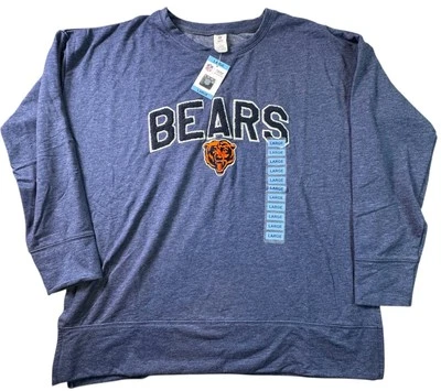 Chicago Bears NFL Women's Blue Puffy Letters Embroirdered Sweatshirt NWT - Image 1 of 4