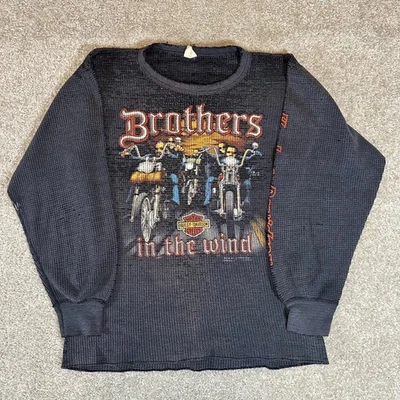 Waffle vintage super raro década de 1980 Brothers in the Wind Harley Davidson Extra Grande* - Imagem 1 de 4