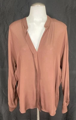 Blusa de seda Vince talla 8 cuello banda marrón nueva con etiquetas Foto 1 de 4