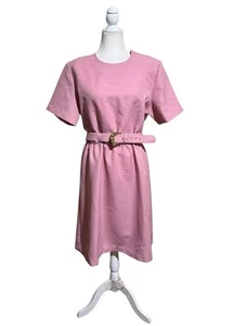 Vintage Shirt Dress Womens Sz 18 Past Knee Length Lace Bubblegum Pink Lace Coat - Picture 1 of 14