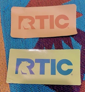 RTIC-Logo STICKERS-5” X 2.5”-Light Green & Gold-Includes 2 Stickers-NEW - Picture 1 of 3