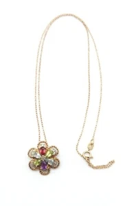 Collar De Colección Italia 925 Plata Esterlina 3D Flor Multicolor Piedra Preciosa Oro - Imagen 1 de 9