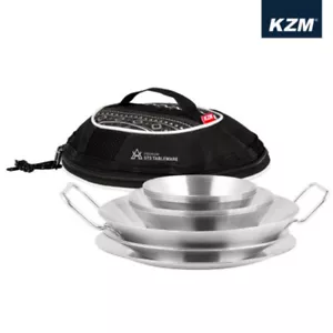 [KAZMI] Stainless Steel Cooking Dish Plate Bowl 19PCS Set Camping Outdoor Travel - Picture 1 of 7