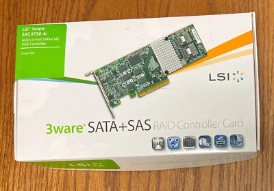 LSI00216 3Ware 9750-4i 4-port 6Gb/s SAS SATA RAID Controller New Retail Package - Image 1 of 2