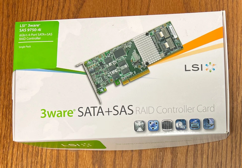 LSI00216 3Ware 9750-4i 4-port 6Gb/s SAS SATA RAID Controller New Retail Package - Image 1 of 2