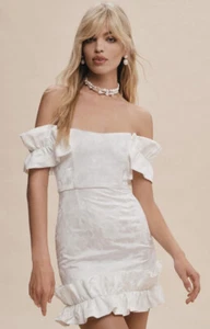 NWT V. Chapman Anthropologie Hollyhock Ruffled Corset Mini Dress White 6 - Picture 1 of 4