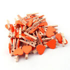 50pcs Heart Love Wooden Clothes Photo Paper Peg Pin Clothespin Postcard Clips wi