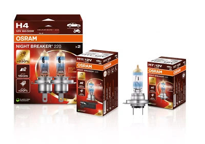 2x OSRAM Night Breaker H1 H3 H4 H7 H8 H11 D1S D2S D3S 150 220% Halógeno Xenón LED - Imagen 1 de 2