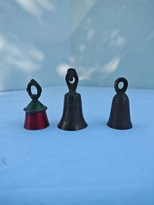 Mini Etched Brass Bells Vintage Lot Of 3 - Picture 1 of 3
