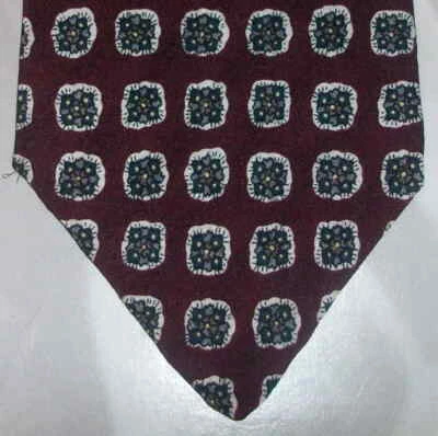 Corbata de club de caza serie XMI 325 seda granate verde azulado blanco diseño de flores nueva en caja t989  Foto 1 de 4