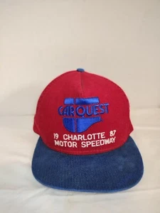 CARQUEST 1987 Charlotte Motor Speedway  Corduroy Embroided Hat  Vtg NASCAR USA  - Picture 1 of 8