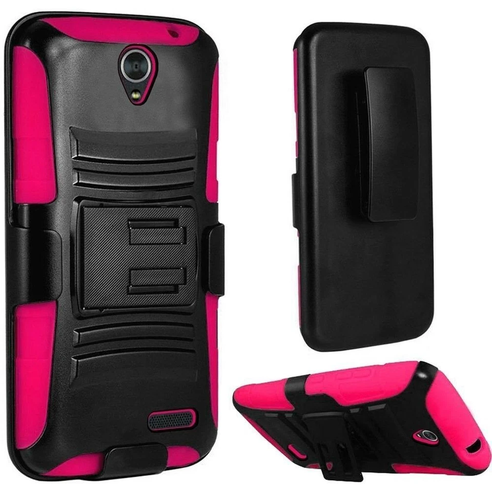 Case for ZTE ZMax Champ 4G LTE Case Hybrid Holster Phone Cover Kickstand - Image 1 of 1