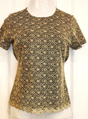Блузка NICOLA золотистая кружевная черная эластичная топ. Размер M. новый - Изображение 1 из 4