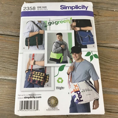 Vintage Simplicity Pattern 2358 - 'Men's Messenger Bags' - 2010 - Uncut - Image 1 of 4