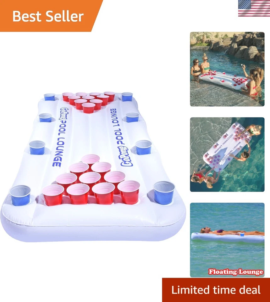 Pong de cerveza inflable para salón de piscina de 6 pies con inflado rápido y portavasos Foto 1 de 4