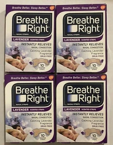 40 BREATHE RIGHT Nasal Strips LAVENDER Adult Size Nose Band Stop Snoring Breath - Picture 1 of 12