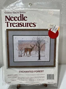 ENCHANTED FOREST cross stitch kit NEEDLE TREASURES 02651 Deer In Snow 14x10 - Picture 1 of 5