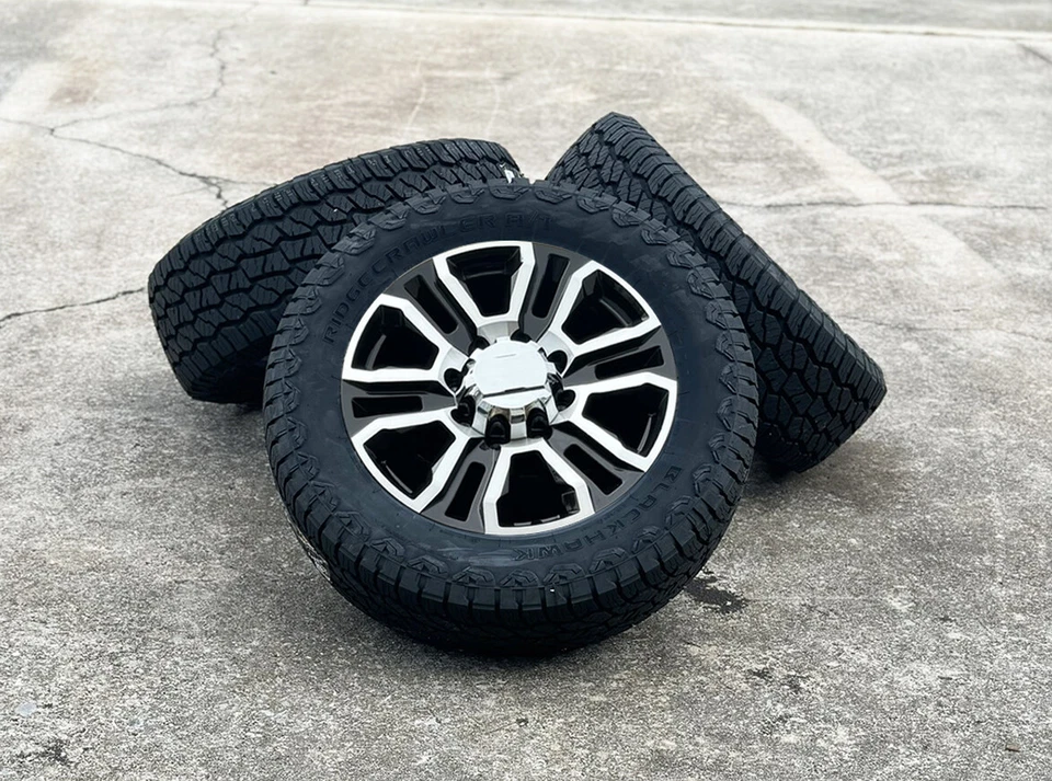 2001-2010 GMC Sierra 2500 Black & Machine Denali 20" 8-165 Wheels 265/60R20 A/T - Image 1 of 4