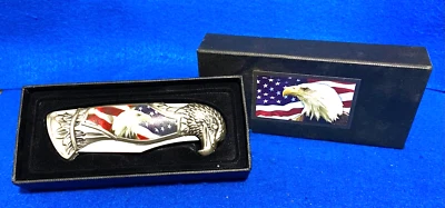 Patriotic Locking American Flag Pocket Knife Collectible - Image 1 of 4