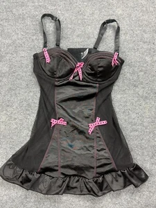 Rampage Intimates Babydoll Lingerie Nightie Top Black Small Y2K Goth Mesh Satin - Picture 1 of 11