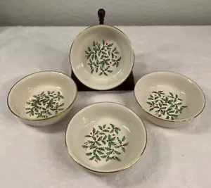 4 Lenox Holiday Dimension DESSERTSCHALEN 5 1/4" Obstbeere Made in USA 24k Gold - Bild 1 von 10