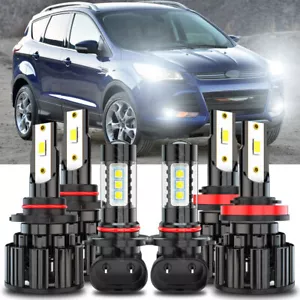 For 2013-2016 Ford Escape 6X 6000K LED Headlight Hi/Lo + Fog Light Bulbs Combo - Bild 1 von 12