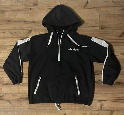 Forever 21 Los Angeles Sudadera con Capucha Negra 1/4 Bolsillos con Cremallera Talla Mediana Foto 1 de 4