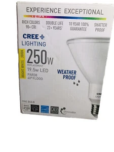 Cree 250w  Bright White(3000k) 19.5 W LED 40• Flood Weather Proof Light Bulb - Picture 1 of 6