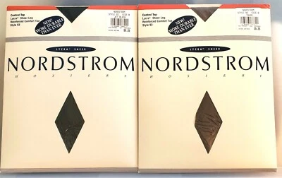 2 Nordstrom Control Top Panty Manguera Negro Jet + Taupe Estilo 93 Pierna Transparente Talla B Foto 1 de 4