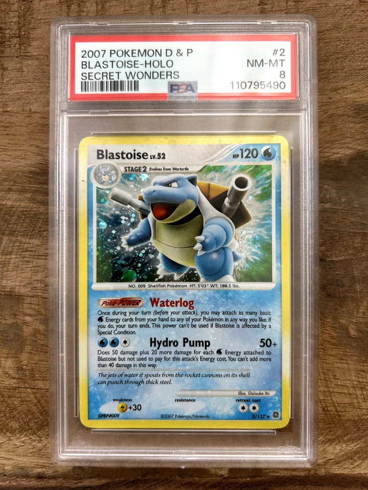 Pokemon PSA 8 NM-M Blastoise 2/132 DP Secret Wonders Holofoil Rare 2007 Holo - Image 1 of 1