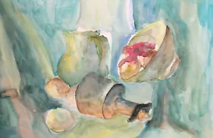 Vintage watercolor painting still life - Picture 1 of 11