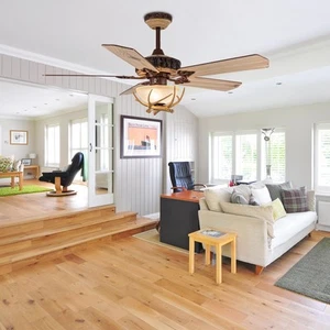 52Inch Modern Rustic Ceiling Fan with Light Glass Cover with Unique Antler Finis - Picture 1 of 7