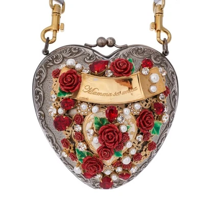 DOLCE & GABBANA My Heart Rose Mamma Crystal Pearl Metal Clutch Bag DOLCE BOX  - Image 1 of 4