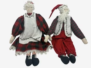 Vintage MR & MRS BABBO NATALE 23” bambola in tessuto/ peluche Natale fatto a mano - Foto 1 di 14