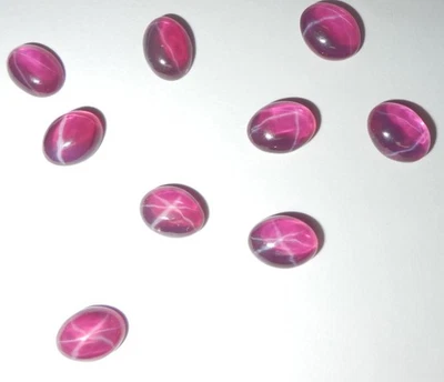 Transparent Star Ruby Oval 8x6 mm Cabochon 6 Rayed Lab-created Stone 20 pcs Lot - Image 1 of 4