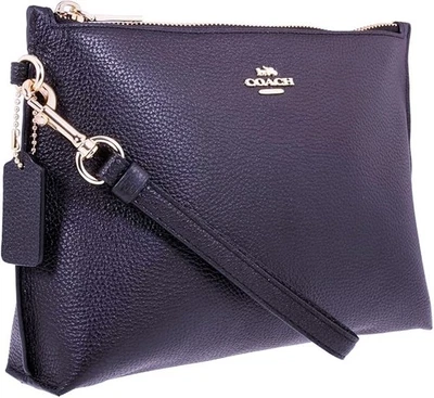 COACH Charlie Pouch Large Wristlet Dark Midnight Navy looks Black Hard to Find - Image 1 of 4