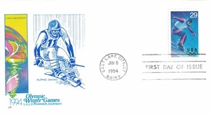 1994 FDC, #2807-2811, 2811a, 29c Winter Olympic Games, House of Farnam (6) - Picture 1 of 12