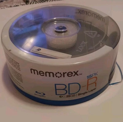 Memorex Blu-Ray Disc BD-R 6X 25GB Single Layer Discs. 15 Pk. Factory Sealed - Image 1 of 4