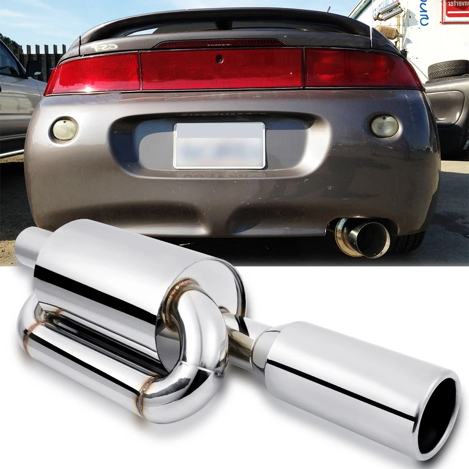 Twin Loop Exhaust Muffler 2.5" Inlet 4.0" Tip For Mitsubishi Eclipse Spyder GT - Imagem 1 de 4