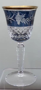 Ebeling & Reuss Marchionesse SAPPHIRE Blue Cut to Clear Cordial Wine Water Glass - Picture 1 of 14