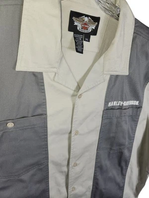 2009 Harley Davidson Mens 3XL Short Sleeve Mechanic Button Up Shirt Logo Grey - Image 1 of 4