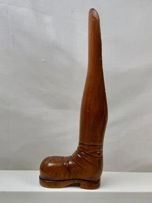 Unique Vintage Hand Carved  Wooden Boot  “shoe”  horn. 10.5 “ - Image 1 of 4