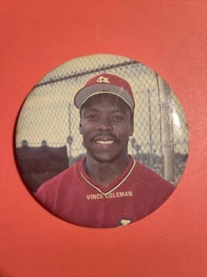 Vince Coleman St Louis Cardinals Baseball Stadium Souvenir Pin 3" Button MLB - Image 1 of 2