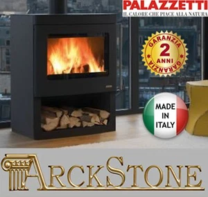 Palazzetti Nicole Twister Flue Vano Aperto Stufa Legna 10,8 Kw Acciaio Antracite - Foto 1 di 8