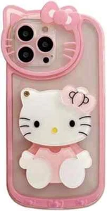 Cute 3D Hello Kitty Phone Case with Swivel Mirror for iPhone 15, Pro, Pro Max - Picture 1 of 14