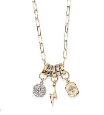 Collar Park Lane FENDER Dijes Extraíbles ~ Oro/Plateado Circonitas Circonitas Rayo Foto 1 de 2