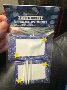 To the Moon and Back Stars Night Sky Space Baby Shower 12ct. Party Food Markers - Picture 1 of 2