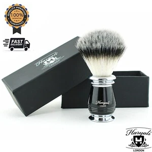 Luxury Synthetic Hair Shaving Brush in Black Handle Bristles Beard Shave For Men - Picture 1 of 7